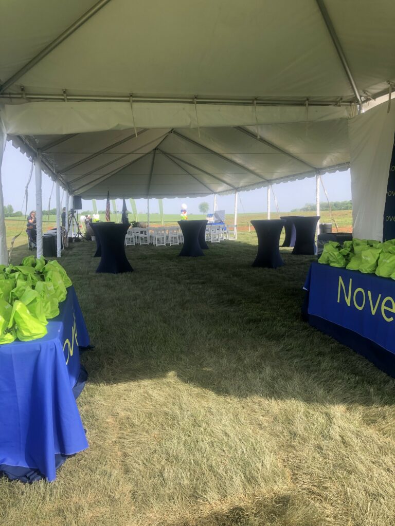 Corporate event stage and seating